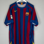 Shop 2005/06 BARCELONA RONALDINHO #10 HOME SHIRT (XL) NIKE, classic football shirts, vintage football shirts & retro soccer jerseys at Cult Kits