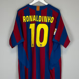 Shop 2005/06 BARCELONA RONALDINHO #10 HOME SHIRT (XL) NIKE, classic football shirts, vintage football shirts & retro soccer jerseys at Cult Kits