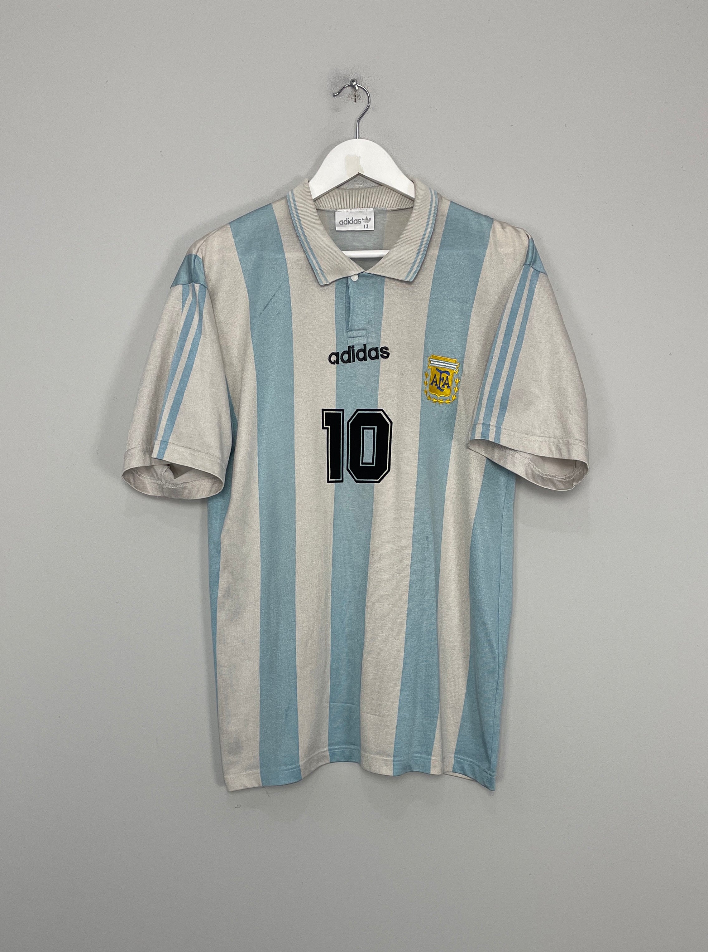 Shop 1994/96 ARGENTINA MARADONA #10 HOME SHIRT (M) ADIDAS, classic football shirts, vintage football shirts & retro soccer jerseys at Cult Kits