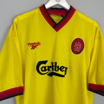 Shop 1997/99 LIVERPOOL GERRARD #28 AWAY SHIRT (XL) REEBOK, classic football shirts, vintage football shirts & retro soccer jerseys at Cult Kits