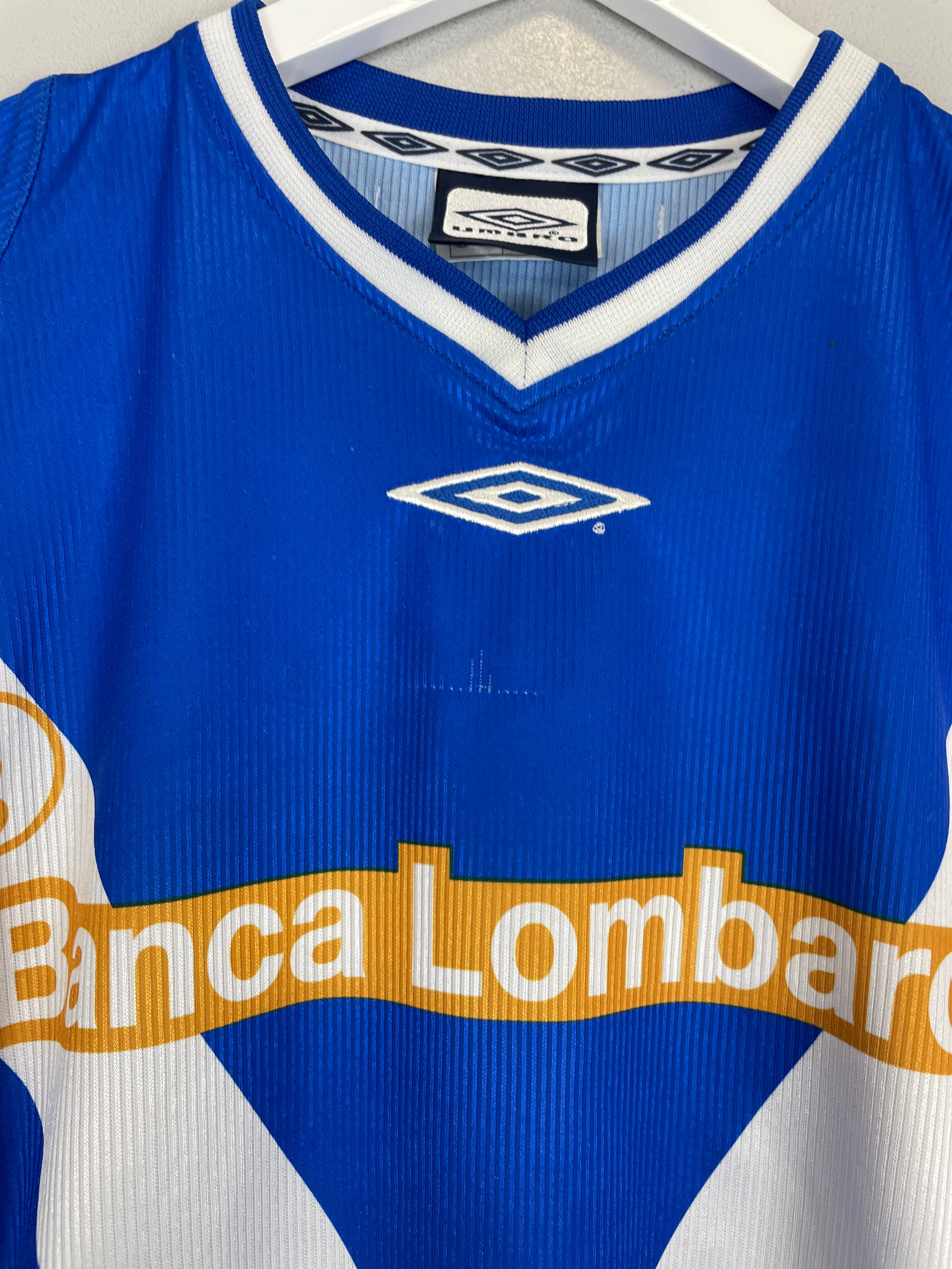Shop 2002/03 BRESCIA BAGGIO #10 L/S HOME SHIRT (L) UMBRO, classic football shirts, vintage football shirts & retro soccer jerseys at Cult Kits