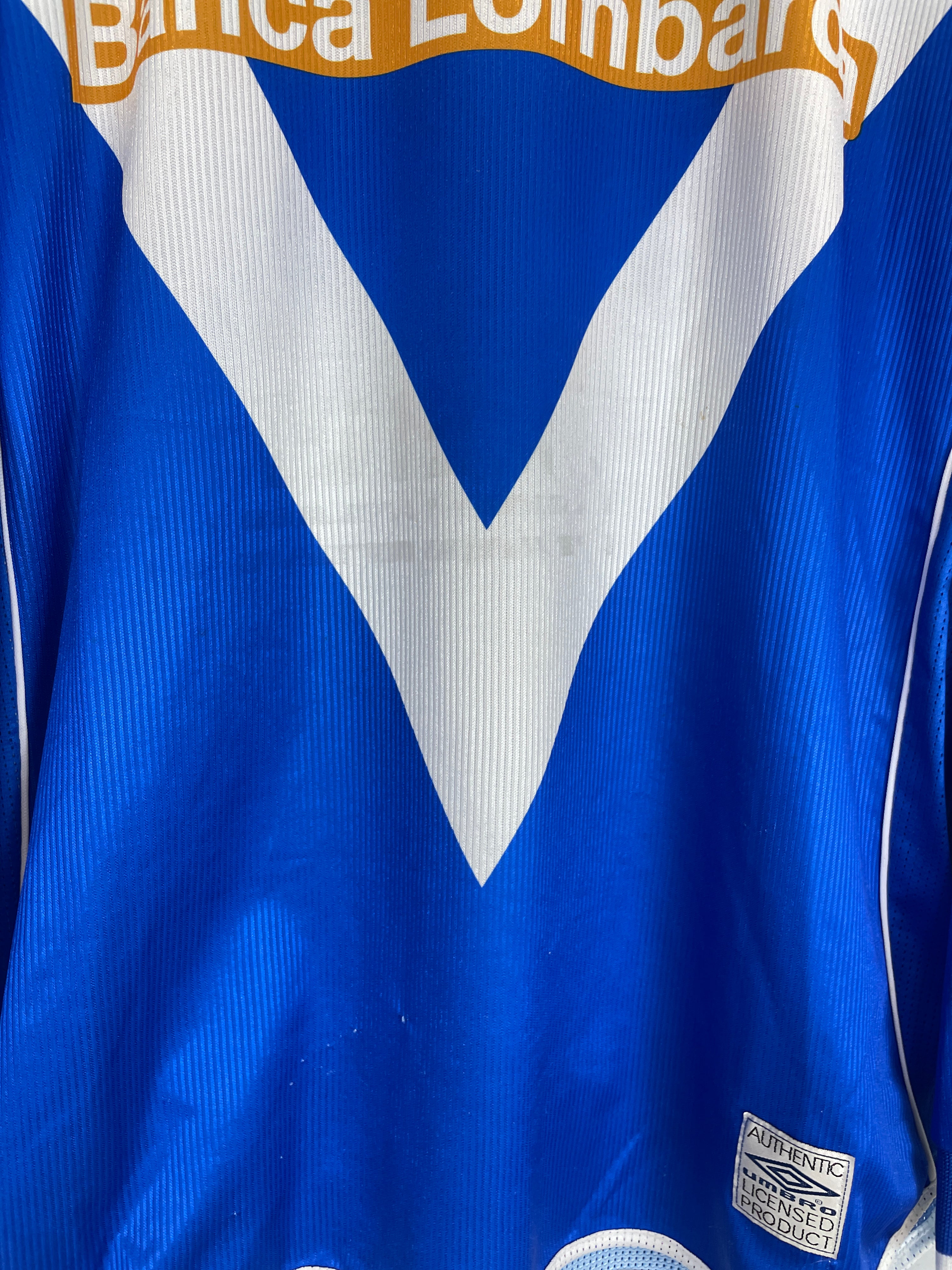 Shop 2002/03 BRESCIA BAGGIO #10 L/S HOME SHIRT (L) UMBRO, classic football shirts, vintage football shirts & retro soccer jerseys at Cult Kits
