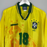 Shop 1994/97 BRAZIL RONALDINHO #18 L/S *PLAYER ISSUE* HOME SHIRT (L) UMBRO, classic football shirts, vintage football shirts & retro soccer jerseys at Cult Kits