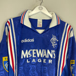 Shop 1996/97 RANGERS #11 L/S *MATCH ISSUE* HOME SHIRT (XL) ADIDAS, classic football shirts, vintage football shirts & retro soccer jerseys at Cult Kits