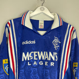 Shop 1996/97 RANGERS #11 L/S *MATCH ISSUE* HOME SHIRT (XL) ADIDAS, classic football shirts, vintage football shirts & retro soccer jerseys at Cult Kits