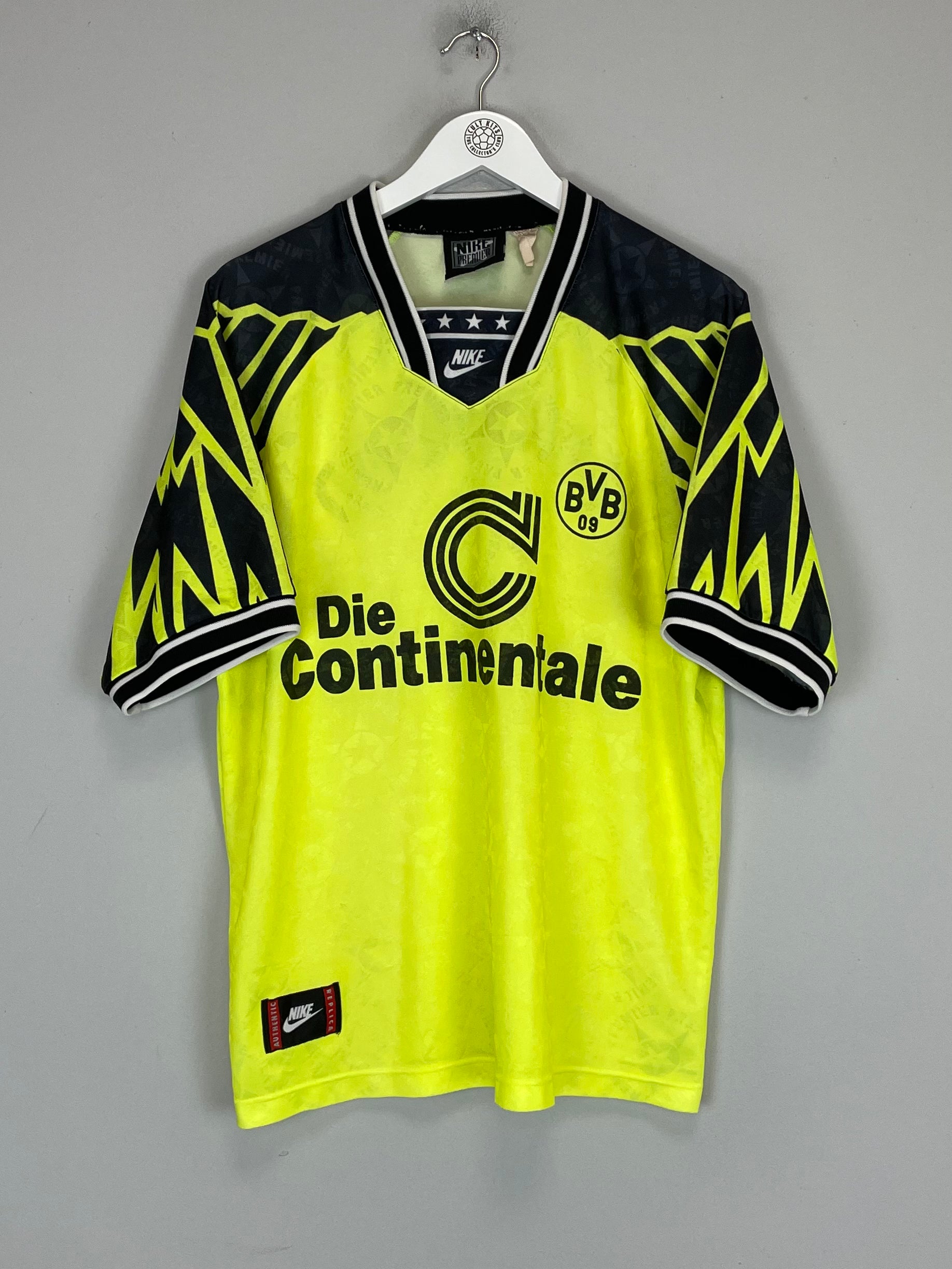 Shop 1994/95 DORTMUND HOME SHIRT (M) NIKE, classic football shirts, vintage football shirts & retro soccer jerseys at Cult Kits