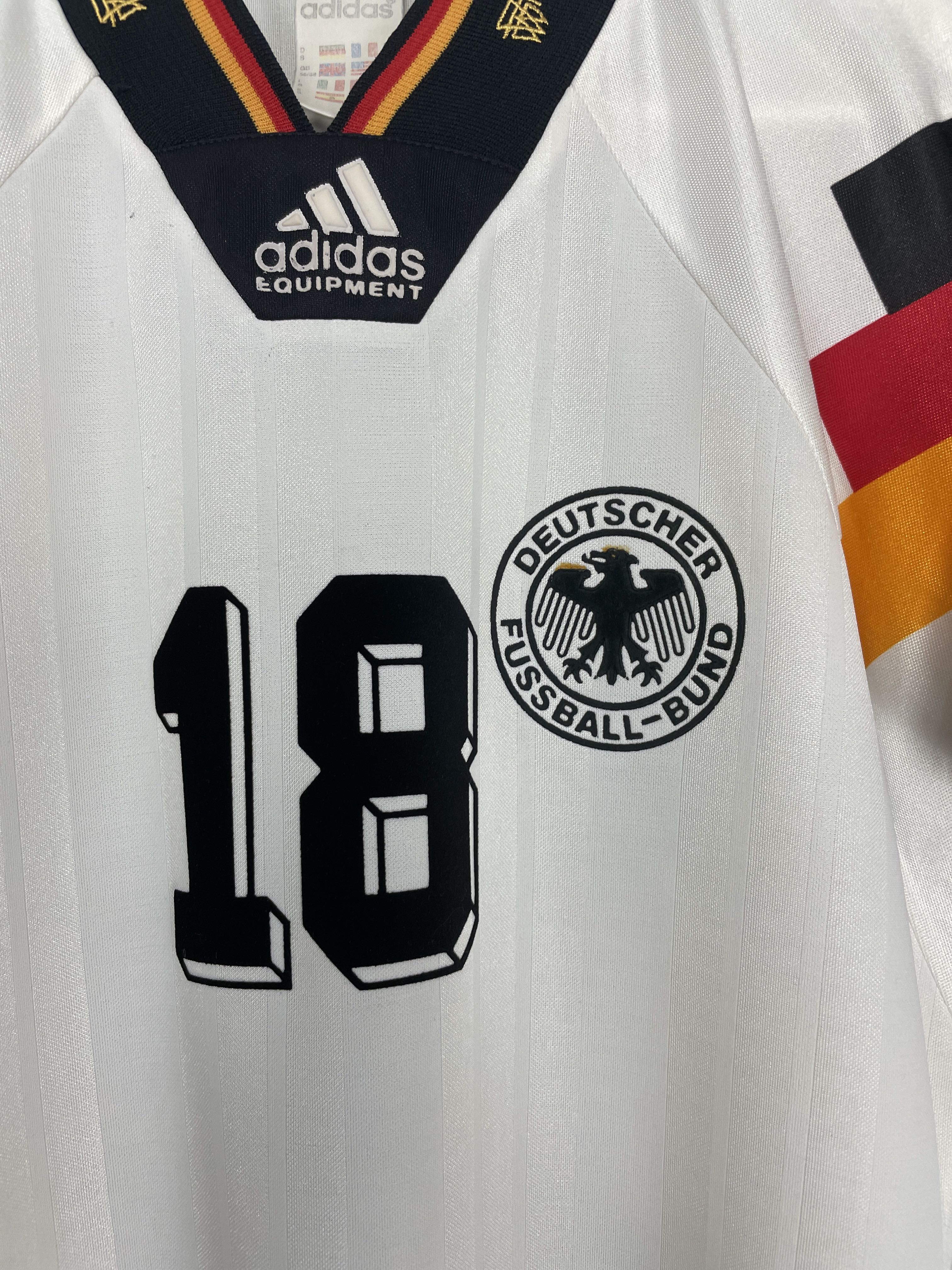 Shop 1992/94 GERMANY KLINSMANN #18 HOME SHIRT (S) ADIDAS, classic football shirts, vintage football shirts & retro soccer jerseys at Cult Kits
