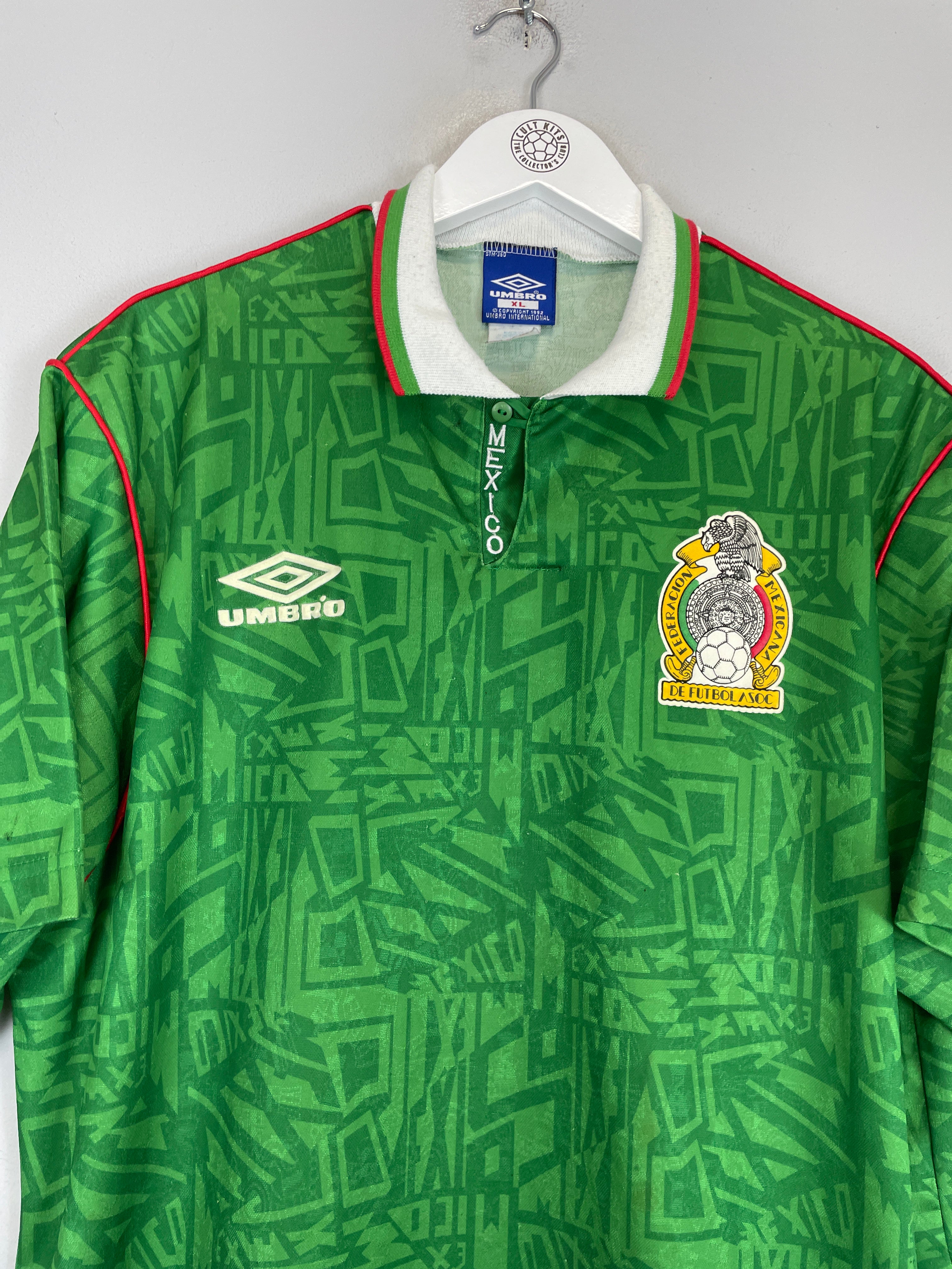Shop 1994 MEXICO HOME SHIRT (XL) UMBRO, classic football shirts, vintage football shirts & retro soccer jerseys at Cult Kits