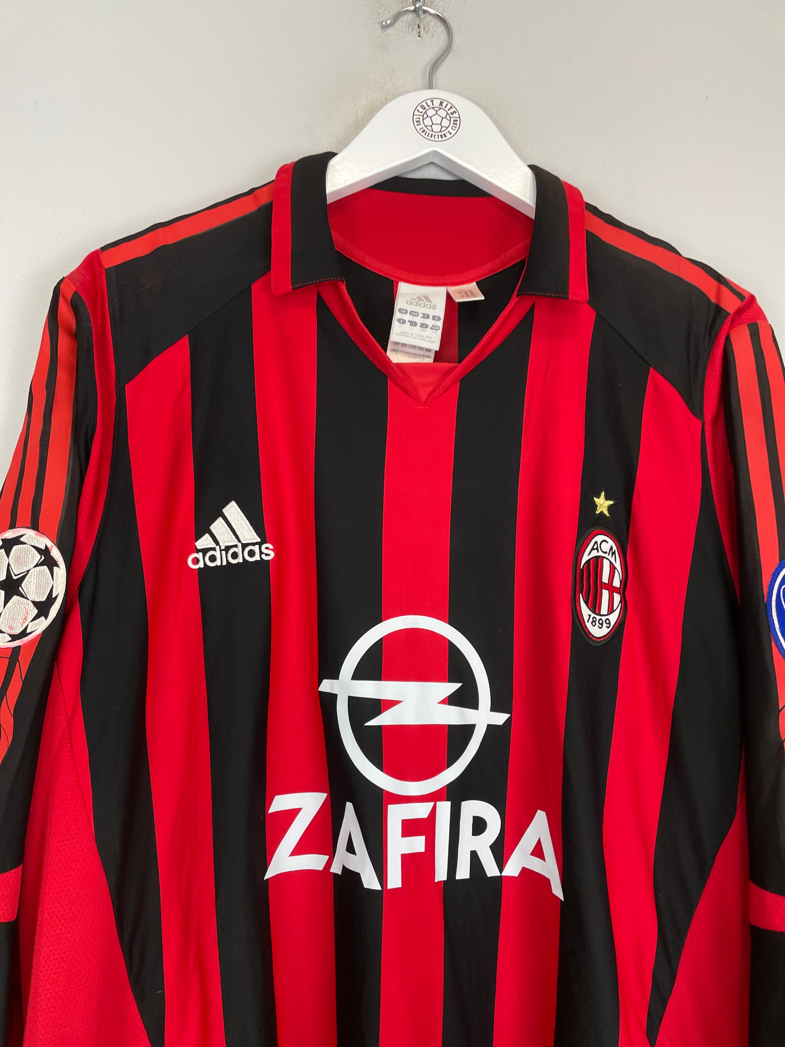Shop 2005/06 AC MILAN MALDINI #3 C/L L/S HOME SHIRT (L) ADIDAS, classic football shirts, vintage football shirts & retro soccer jerseys at Cult Kits