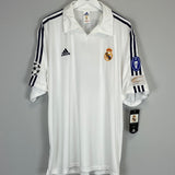 Shop 2001/02 REAL MADRID ZIDANE #5 *BNWT* C/L HOME SHIRT (XXL) ADIDAS, classic football shirts, vintage football shirts & retro soccer jerseys at Cult Kits