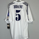 Shop 2001/02 REAL MADRID ZIDANE #5 *BNWT* C/L HOME SHIRT (XXL) ADIDAS, classic football shirts, vintage football shirts & retro soccer jerseys at Cult Kits