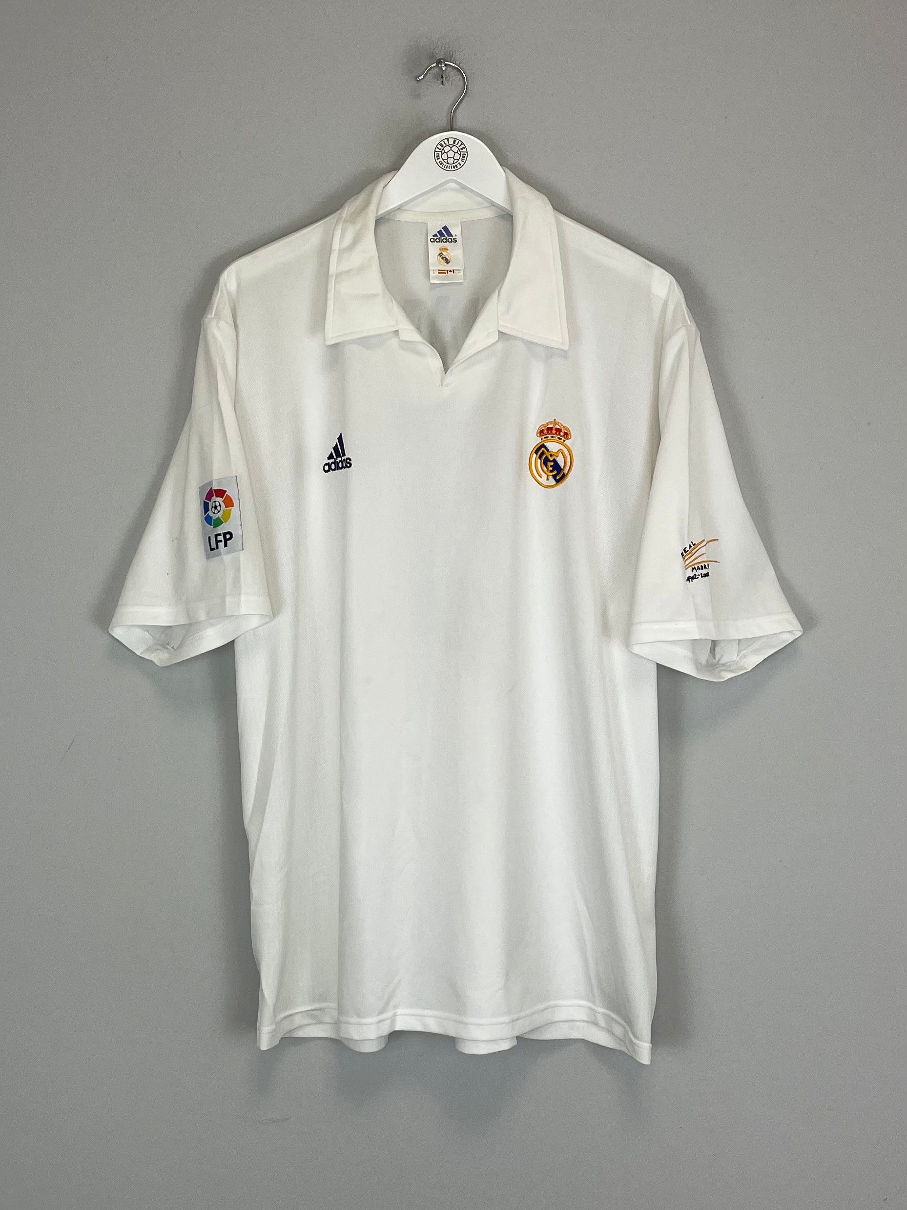 Shop 2001/02 REAL MADRID ZIDANE #5 *CENTENARY* HOME SHIRT (XL) ADIDAS, classic football shirts, vintage football shirts & retro soccer jerseys at Cult Kits
