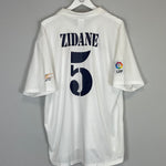 Shop 2001/02 REAL MADRID ZIDANE #5 *CENTENARY* HOME SHIRT (XL) ADIDAS, classic football shirts, vintage football shirts & retro soccer jerseys at Cult Kits