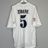 Shop 2001/02 REAL MADRID ZIDANE #5 *CENTENARY* HOME SHIRT (XL) ADIDAS, classic football shirts, vintage football shirts & retro soccer jerseys at Cult Kits