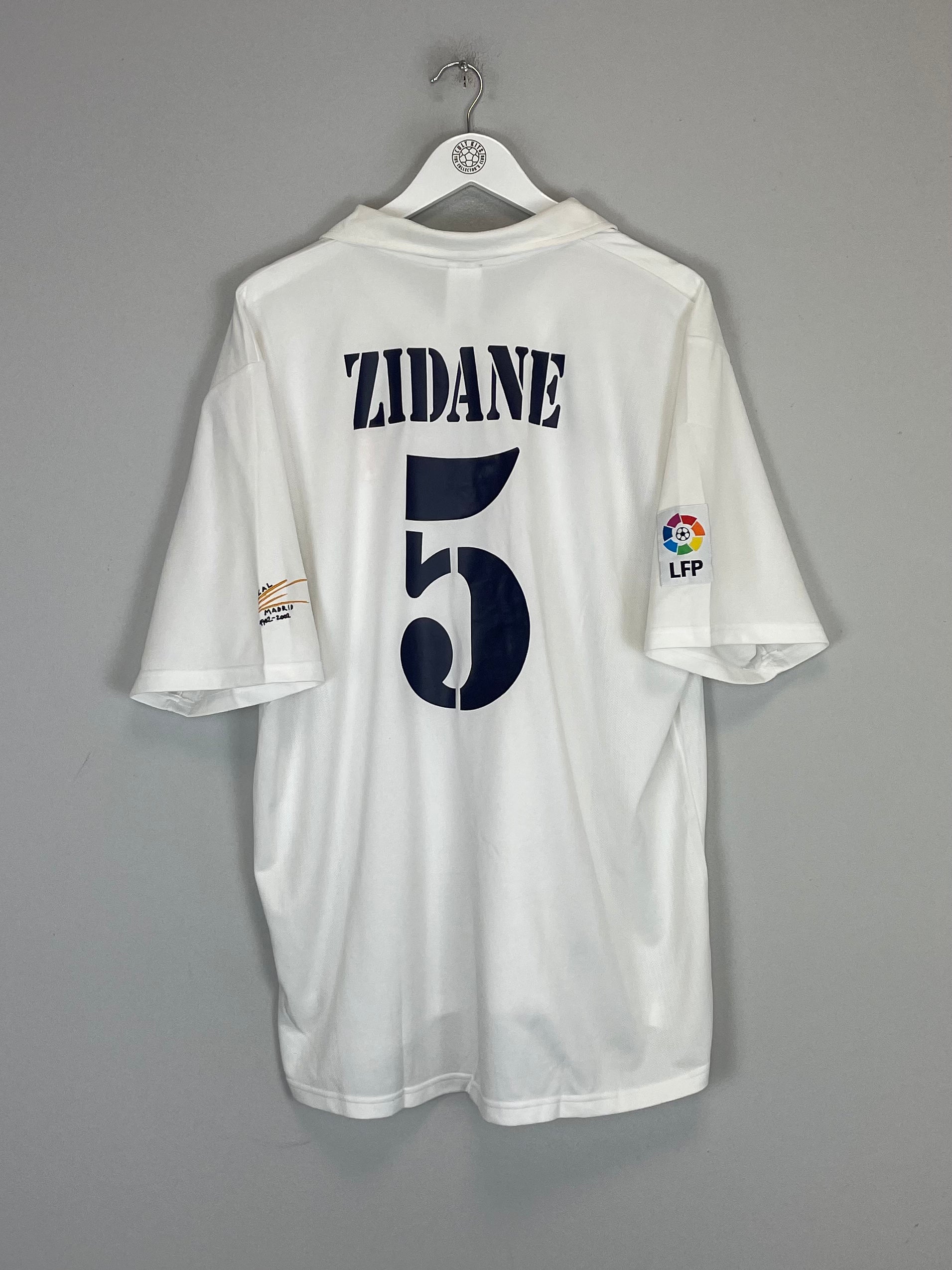 Shop 2001/02 REAL MADRID ZIDANE #5 *CENTENARY* HOME SHIRT (XL) ADIDAS, classic football shirts, vintage football shirts & retro soccer jerseys at Cult Kits