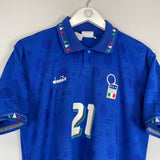 Shop 1994 ITALY ZOLA #21 HOME SHIRT (XL) DIADORA, classic football shirts, vintage football shirts & retro soccer jerseys at Cult Kits