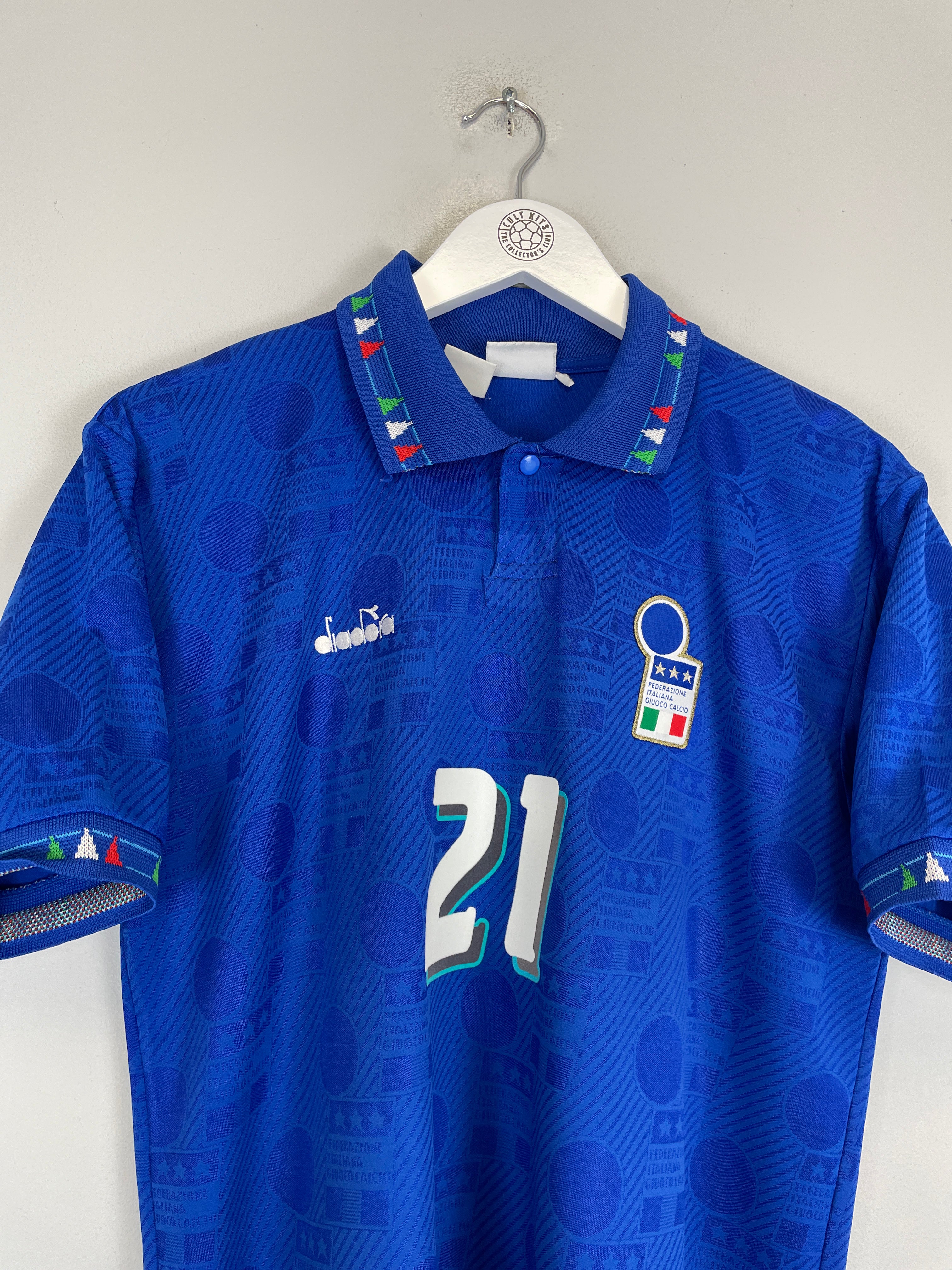 Shop 1994 ITALY ZOLA #21 HOME SHIRT (XL) DIADORA, classic football shirts, vintage football shirts & retro soccer jerseys at Cult Kits