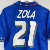 Shop 1994 ITALY ZOLA #21 HOME SHIRT (XL) DIADORA, classic football shirts, vintage football shirts & retro soccer jerseys at Cult Kits
