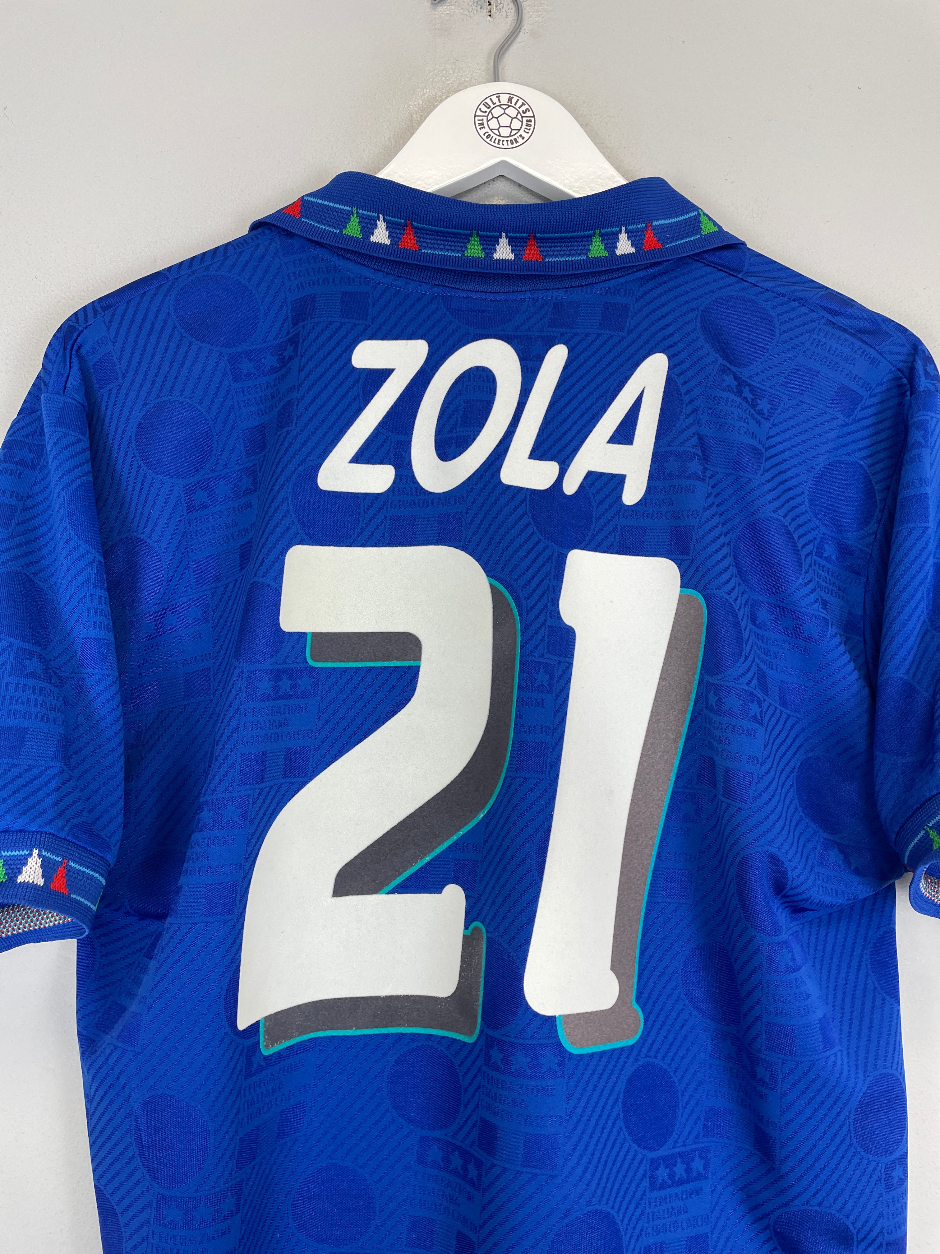 Shop 1994 ITALY ZOLA #21 HOME SHIRT (XL) DIADORA, classic football shirts, vintage football shirts & retro soccer jerseys at Cult Kits