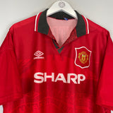 Shop 1994/96 MANCHESTER UNITED CANTONA #7 HOME SHIRT (XXL) UMBRO, classic football shirts, vintage football shirts & retro soccer jerseys at Cult Kits