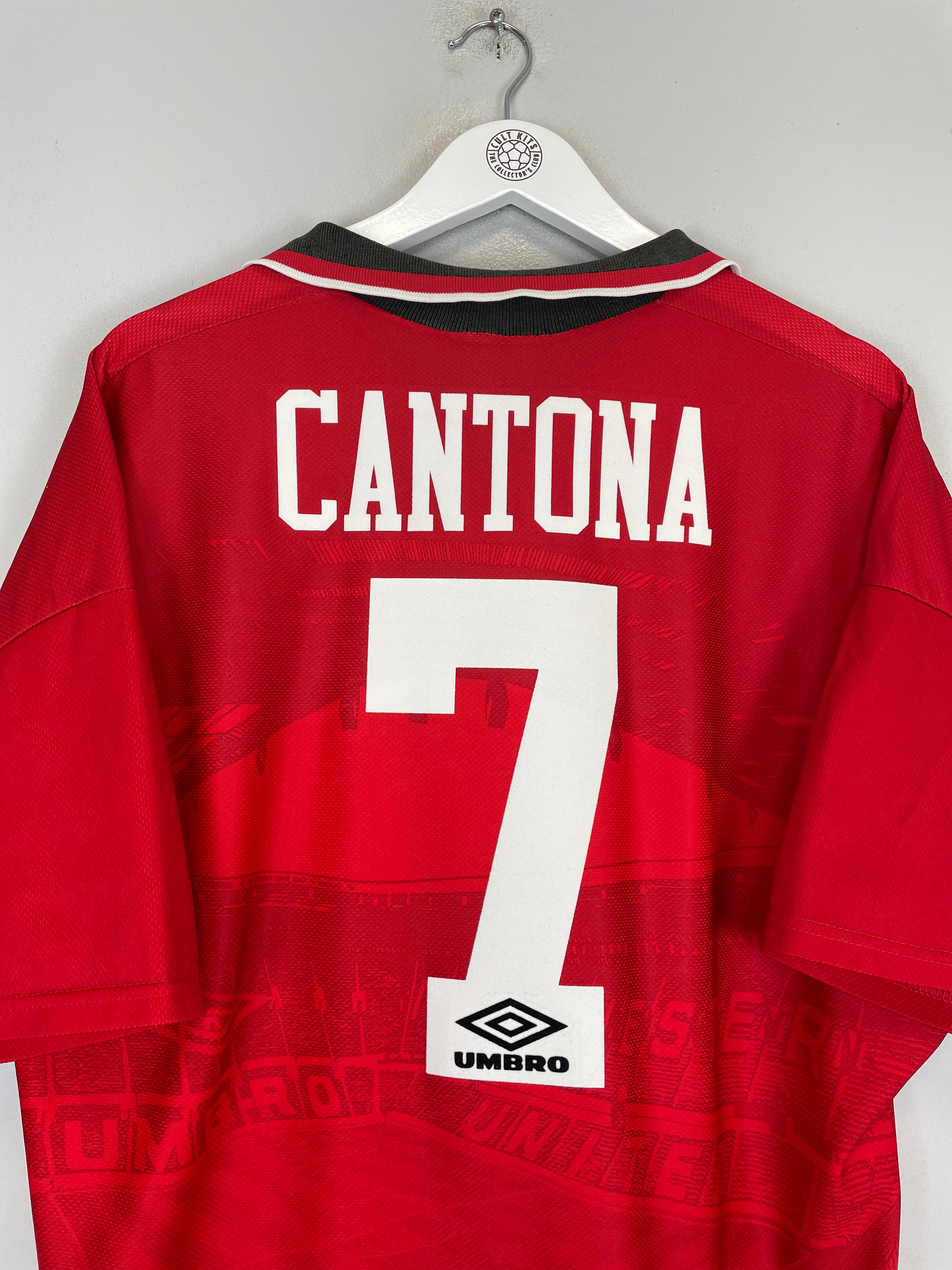 Shop 1994/96 MANCHESTER UNITED CANTONA #7 HOME SHIRT (XXL) UMBRO, classic football shirts, vintage football shirts & retro soccer jerseys at Cult Kits