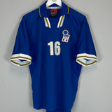 Shop 1996/97 ITALY #16 *PLAYER ISSUE* HOME SHIRT (L) NIKE, classic football shirts, vintage football shirts & retro soccer jerseys at Cult Kits
