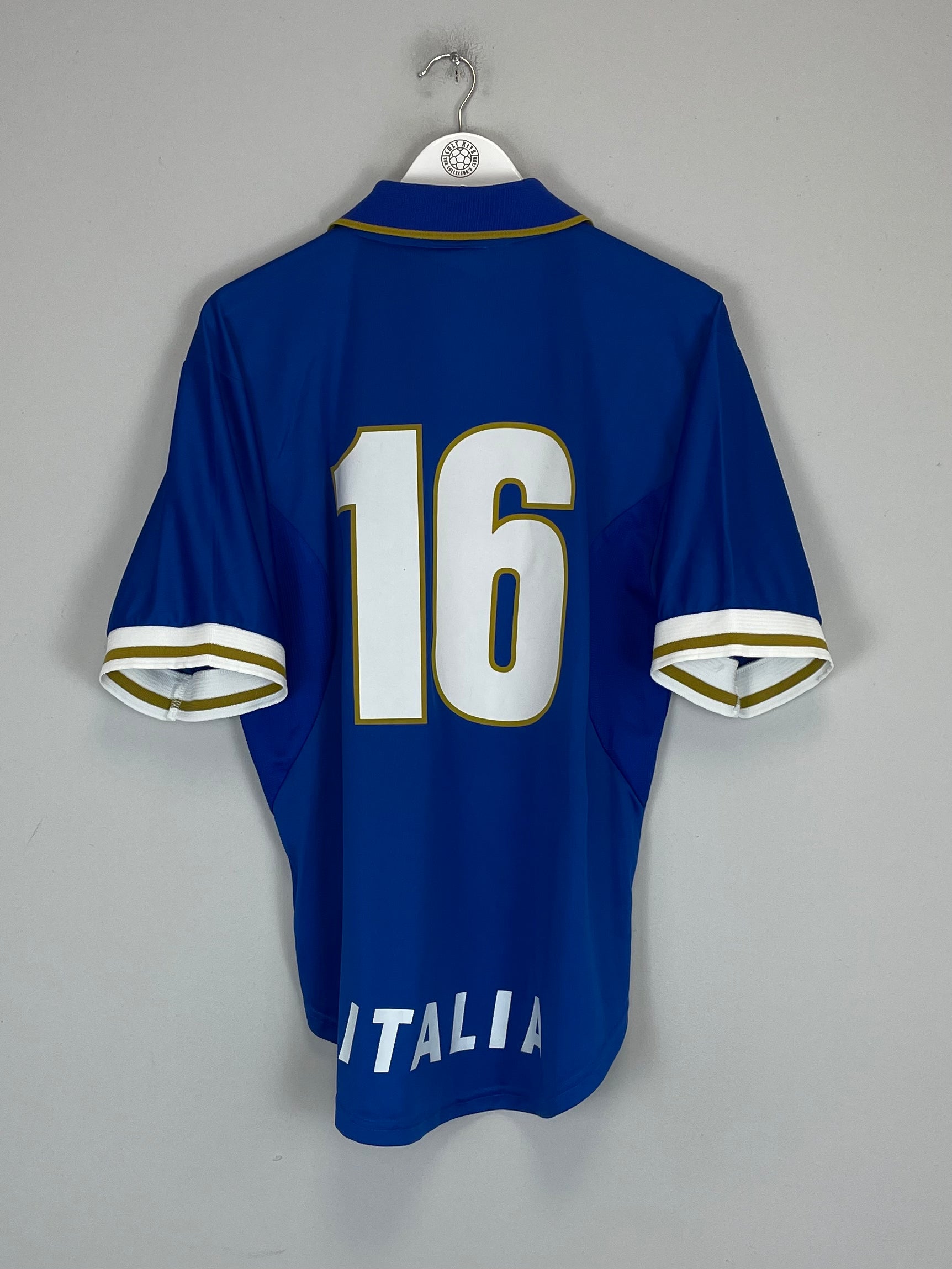 Shop 1996/97 ITALY #16 *PLAYER ISSUE* HOME SHIRT (L) NIKE, classic football shirts, vintage football shirts & retro soccer jerseys at Cult Kits