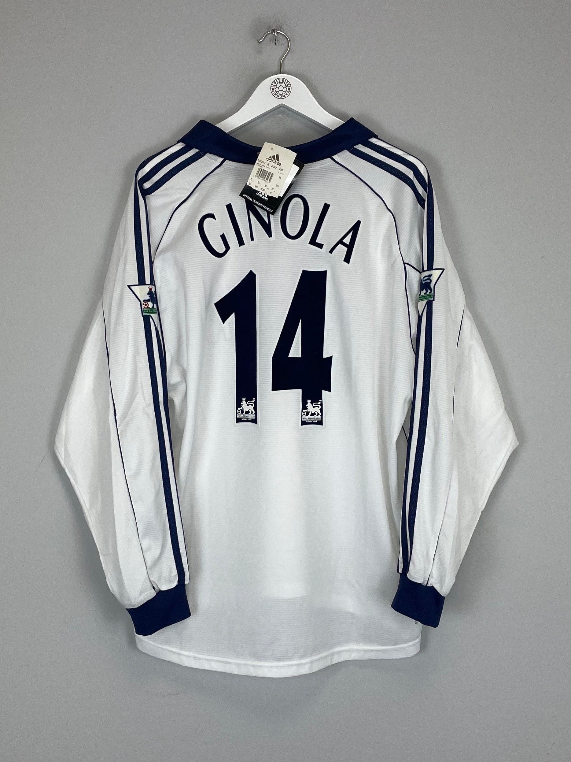 Shop 1999/01 TOTTENHAM GINOLA #14 *BNWT* L/S HOME SHIRT (XL) ADIDAS, classic football shirts, vintage football shirts & retro soccer jerseys at Cult Kits