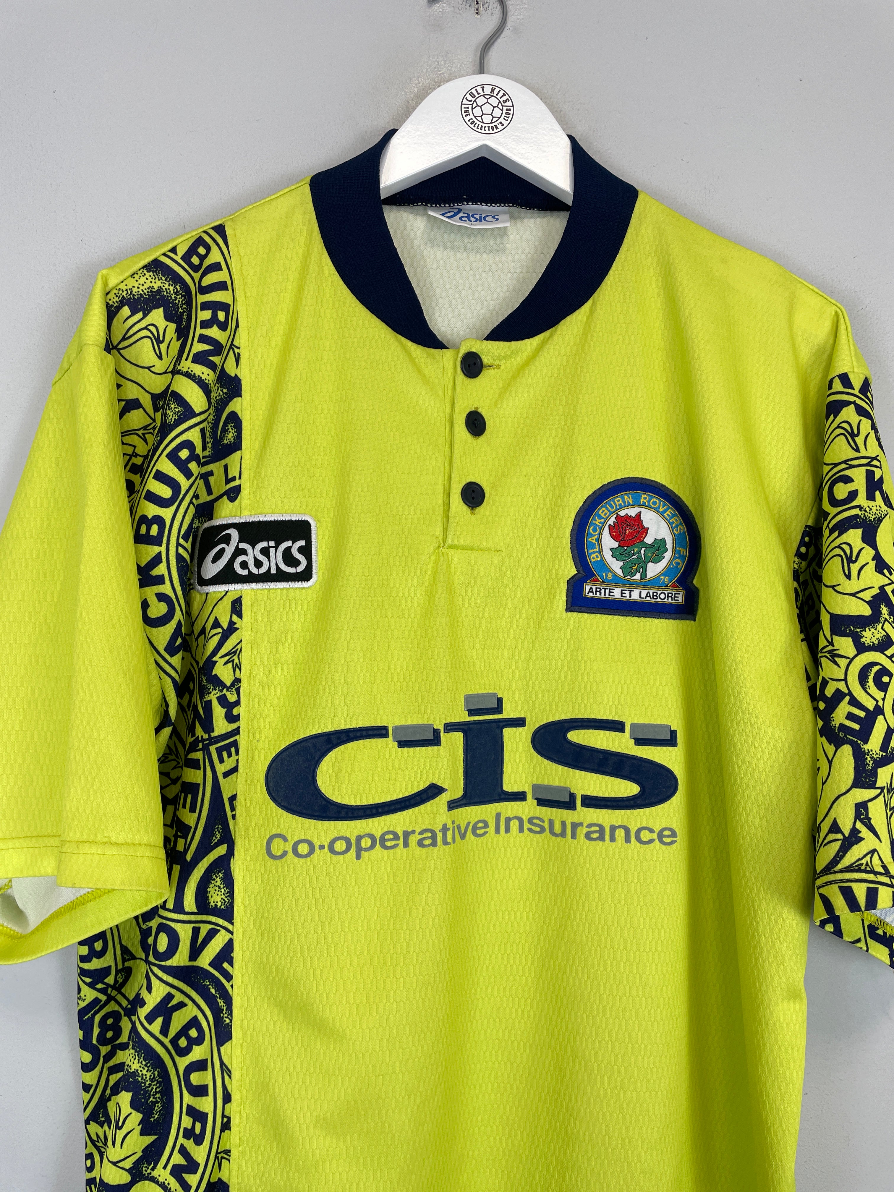 Shop 1996/97 BLACKBURN ROVERS AWAY SHIRT (L) ASICS, classic football shirts, vintage football shirts & retro soccer jerseys at Cult Kits