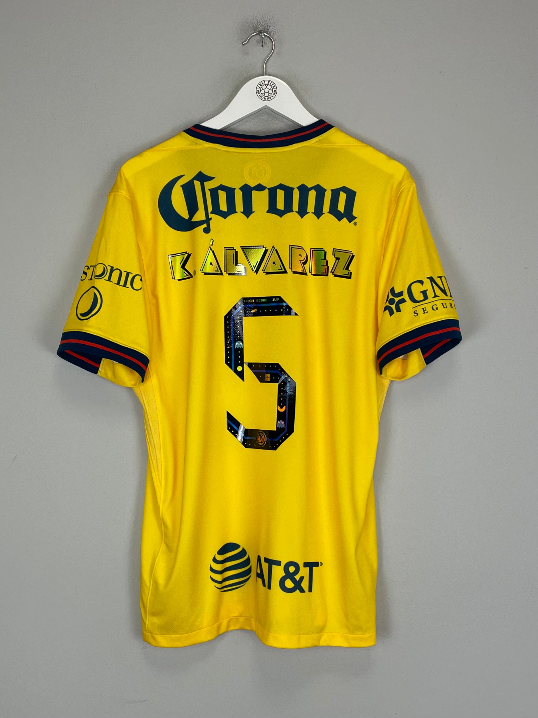 Shop 2024/25 Club America Alvarez #5 *BNWOT* Pac-Man Home Shirt (Multiple Sizes) Nike, classic football shirts, vintage football shirts & retro soccer jerseys at Cult Kits