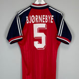 Shop 1994 NORWAY BJORNBYE #5 HOME SHIRT (M) ADIDAS, classic football shirts, vintage football shirts & retro soccer jerseys at Cult Kits