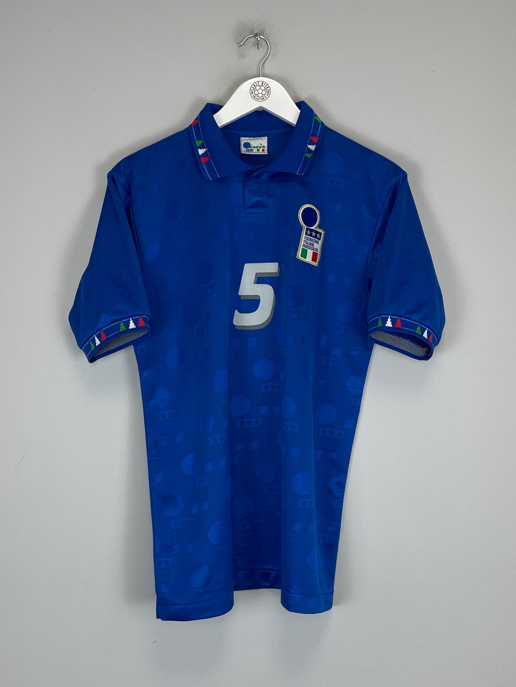 Shop 1994 ITALY MALDINI #5 HOME SHIRT (M) DIADORA, classic football shirts, vintage football shirts & retro soccer jerseys at Cult Kits