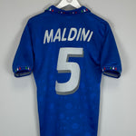 Shop 1994 ITALY MALDINI #5 HOME SHIRT (M) DIADORA, classic football shirts, vintage football shirts & retro soccer jerseys at Cult Kits