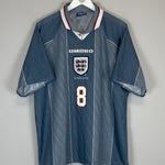 Shop 1996 ENGLAND GASCOIGNE #8 AWAY SHIRT (XXL) UMBRO, classic football shirts, vintage football shirts & retro soccer jerseys at Cult Kits
