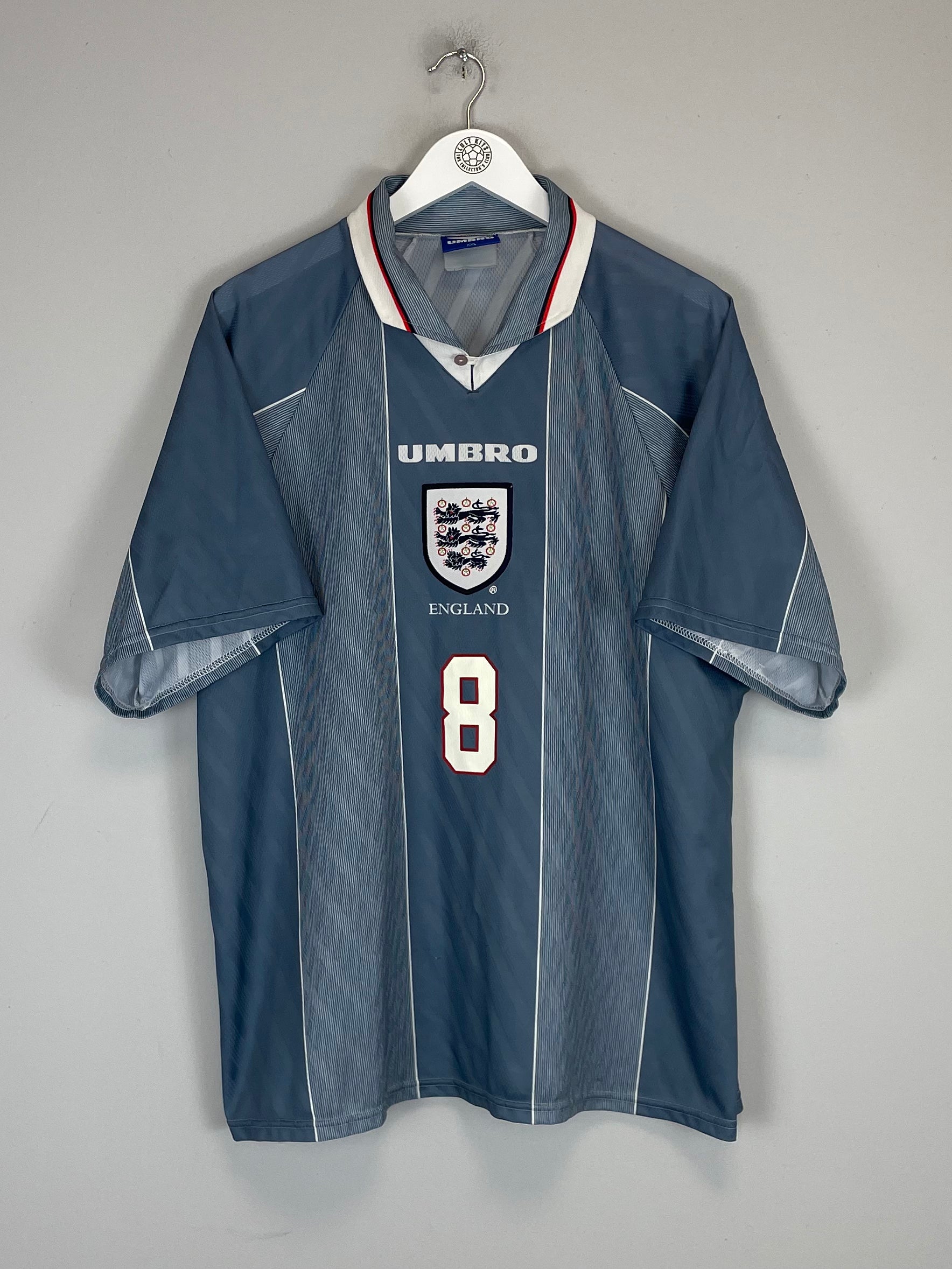 Shop 1996 ENGLAND GASCOIGNE #8 AWAY SHIRT (XXL) UMBRO, classic football shirts, vintage football shirts & retro soccer jerseys at Cult Kits