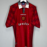 Shop 1996/98 MANCHESTER UNITED CANTONA #7 HOME SHIRT (XXL) UMBRO, classic football shirts, vintage football shirts & retro soccer jerseys at Cult Kits