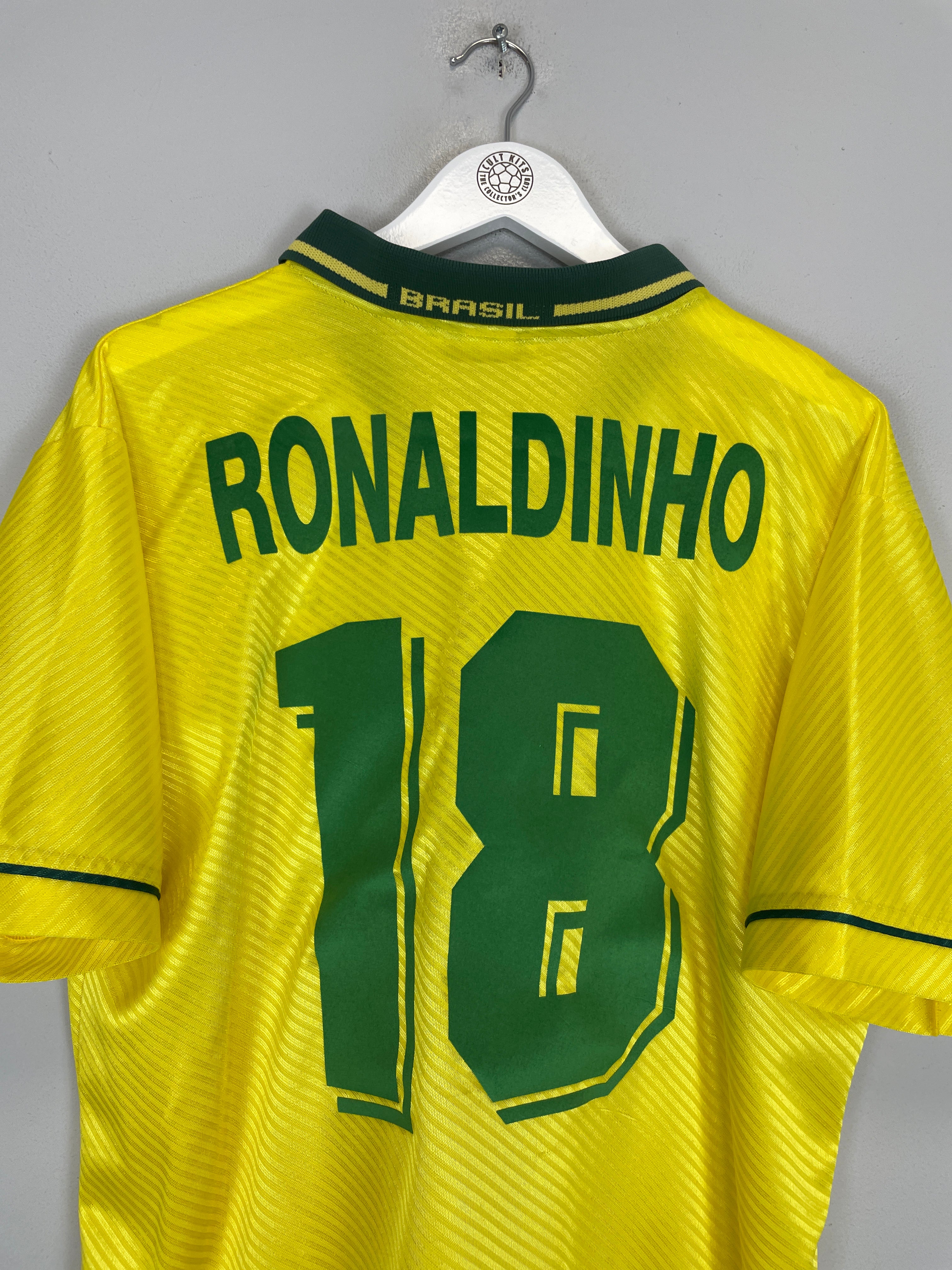 Shop 1994 BRAZIL RONALDINHO #18 HOME SHIRT (L) UMBRO, classic football shirts, vintage football shirts & retro soccer jerseys at Cult Kits