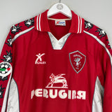 Shop 1999/00 PERUGIA NAKATA #7 L/S HOME SHIRT (XL) GALEX, classic football shirts, vintage football shirts & retro soccer jerseys at Cult Kits