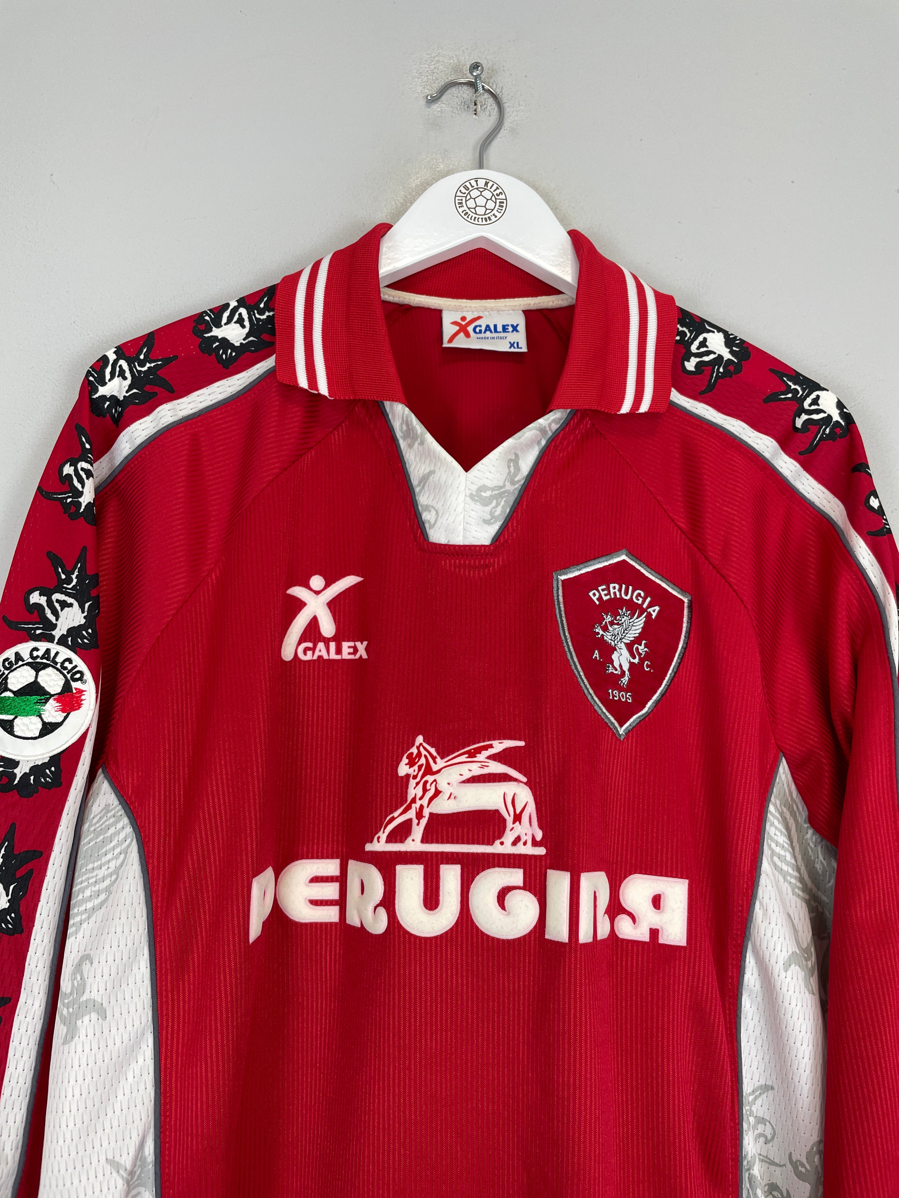 Shop 1999/00 PERUGIA NAKATA #7 L/S HOME SHIRT (XL) GALEX, classic football shirts, vintage football shirts & retro soccer jerseys at Cult Kits