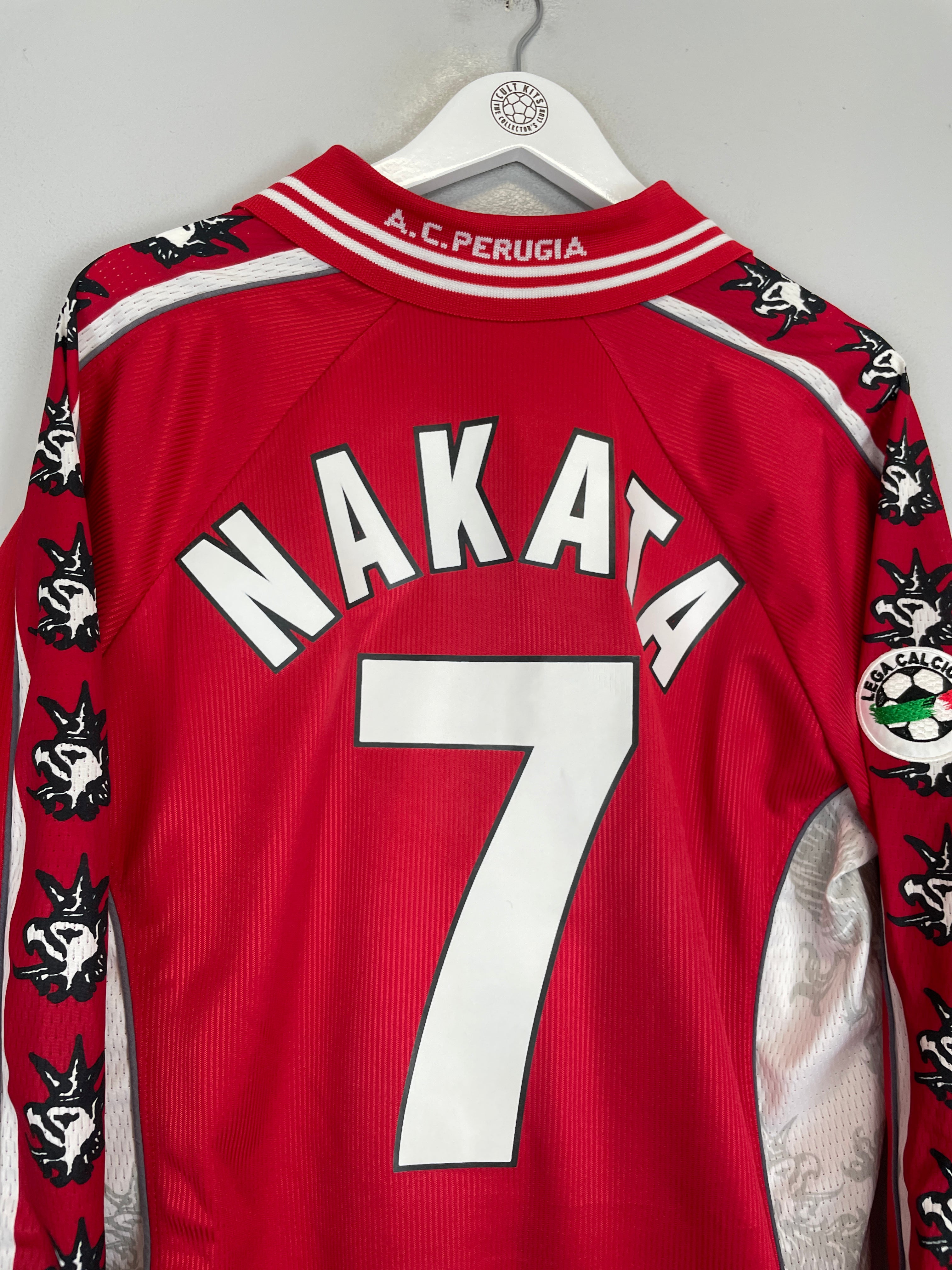 Shop 1999/00 PERUGIA NAKATA #7 L/S HOME SHIRT (XL) GALEX, classic football shirts, vintage football shirts & retro soccer jerseys at Cult Kits