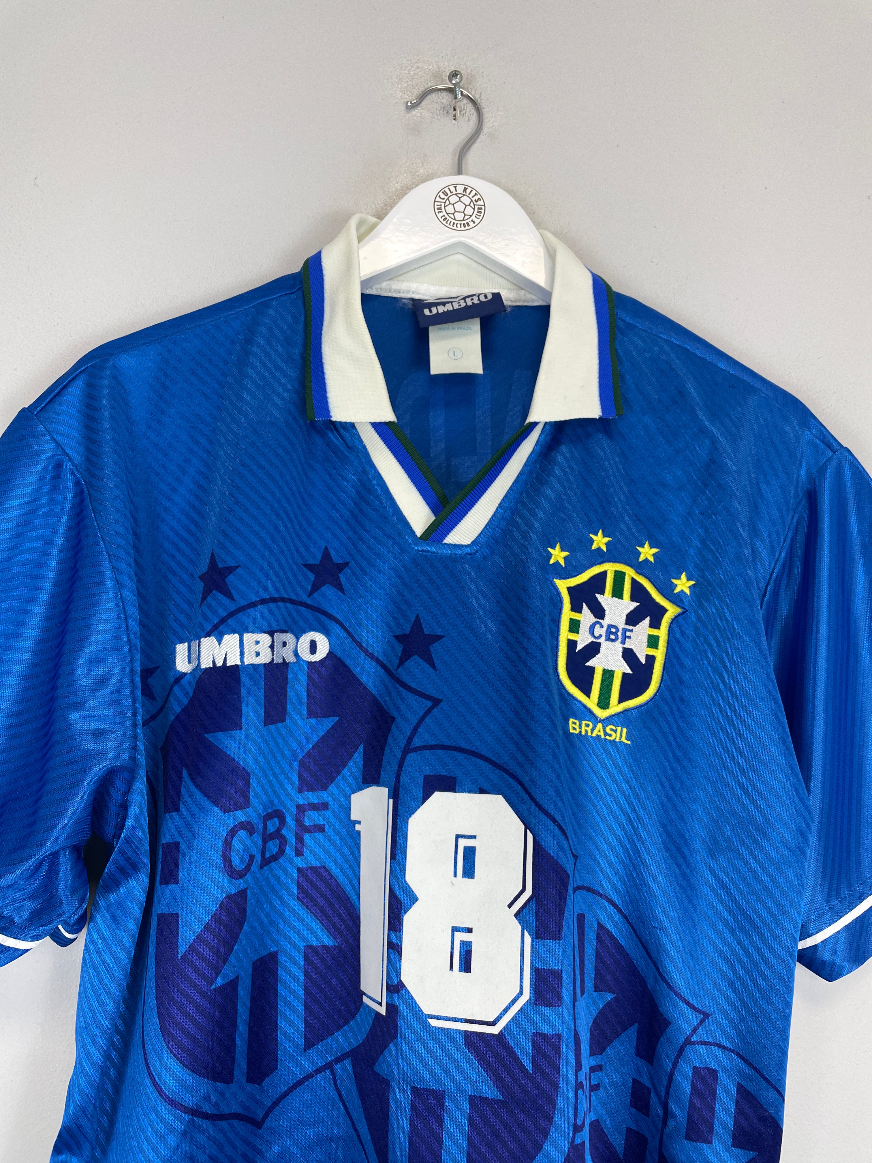Shop 1994 BRAZIL RONALDINHO #18 AWAY SHIRT (L) UMBRO, classic football shirts, vintage football shirts & retro soccer jerseys at Cult Kits