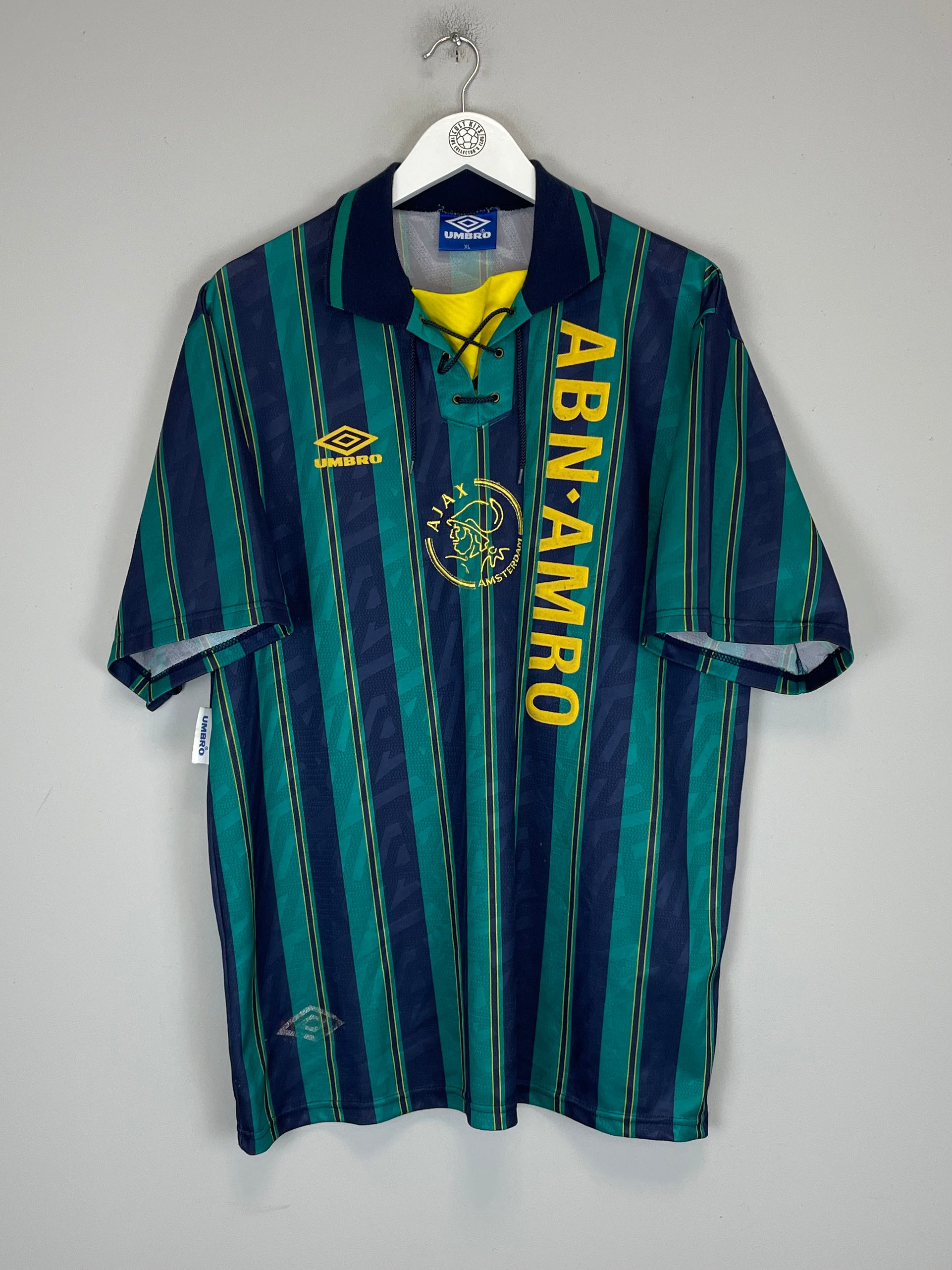Shop 1993/94 AJAX AWAY SHIRT (XL) UMBRO, classic football shirts, vintage football shirts & retro soccer jerseys at Cult Kits