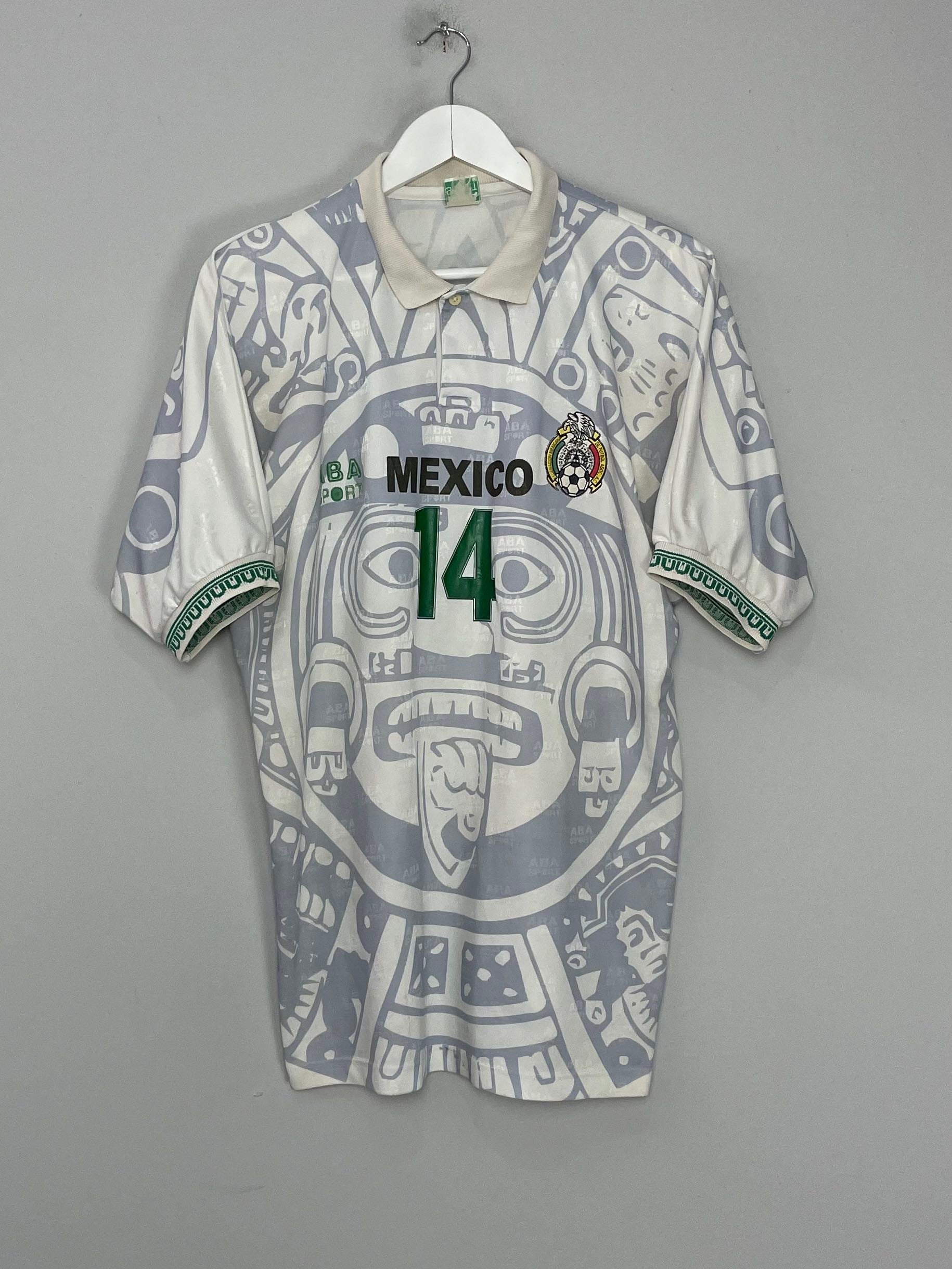 Shop 1996/98 MEXICO DEL OLMO #14 AWAY SHIRT (M) ABA SPORT, classic football shirts, vintage football shirts & retro soccer jerseys at Cult Kits