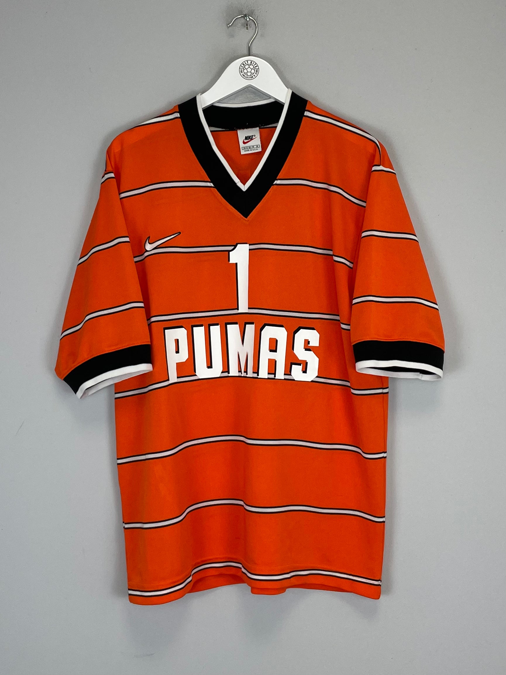 Shop 1997/98 UNAM PUMAS J.CAMPOS #1 GK SHIRT (M) NIKE, classic football shirts, vintage football shirts & retro soccer jerseys at Cult Kits