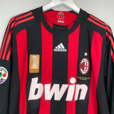Shop 2008/09 AC MILAN MALDINI #3 *PLAYER ISSUE* L/S HOME SHIRT (XL) ADIDAS, classic football shirts, vintage football shirts & retro soccer jerseys at Cult Kits