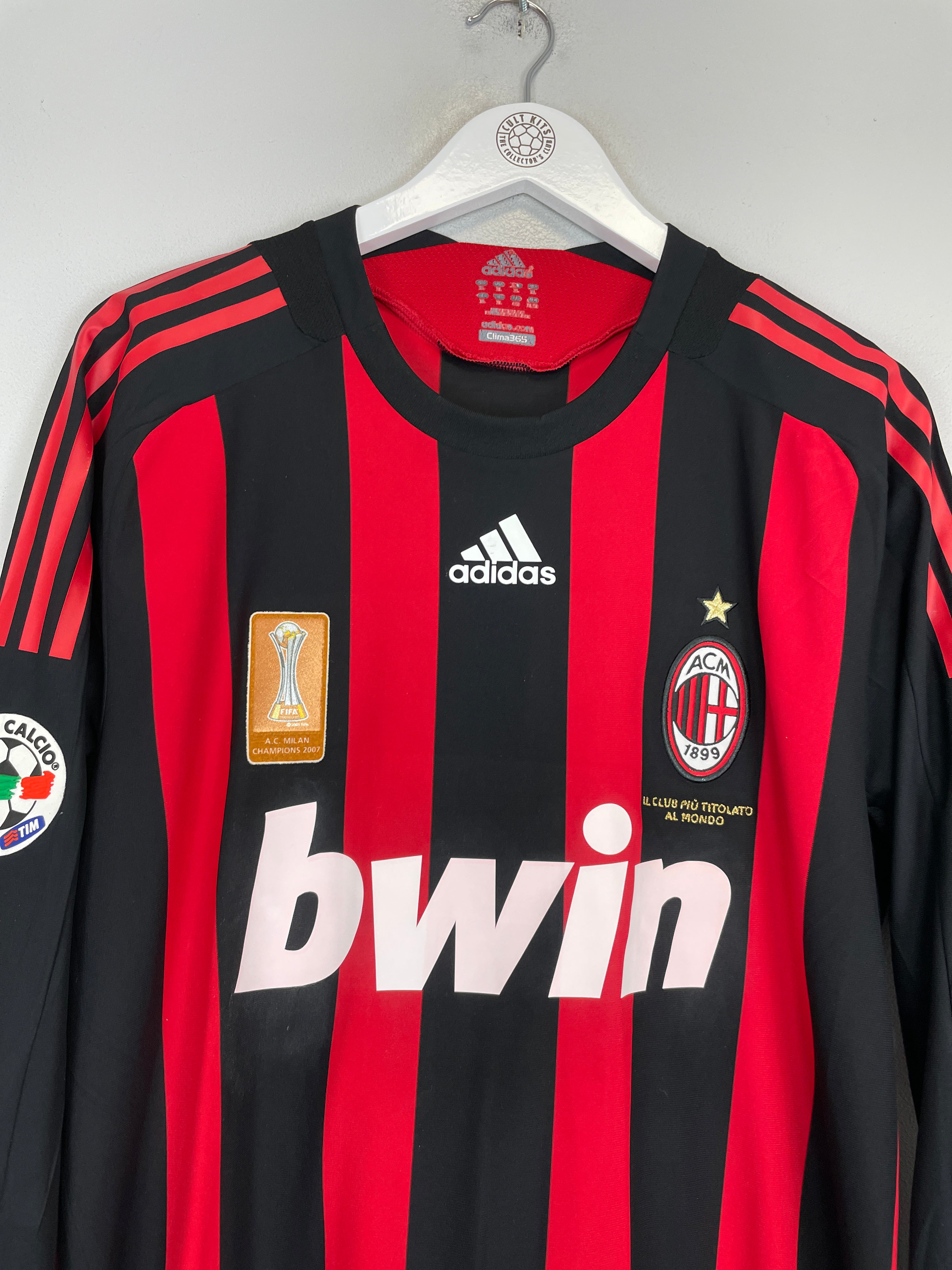 Shop 2008/09 AC MILAN MALDINI #3 *PLAYER ISSUE* L/S HOME SHIRT (XL) ADIDAS, classic football shirts, vintage football shirts & retro soccer jerseys at Cult Kits