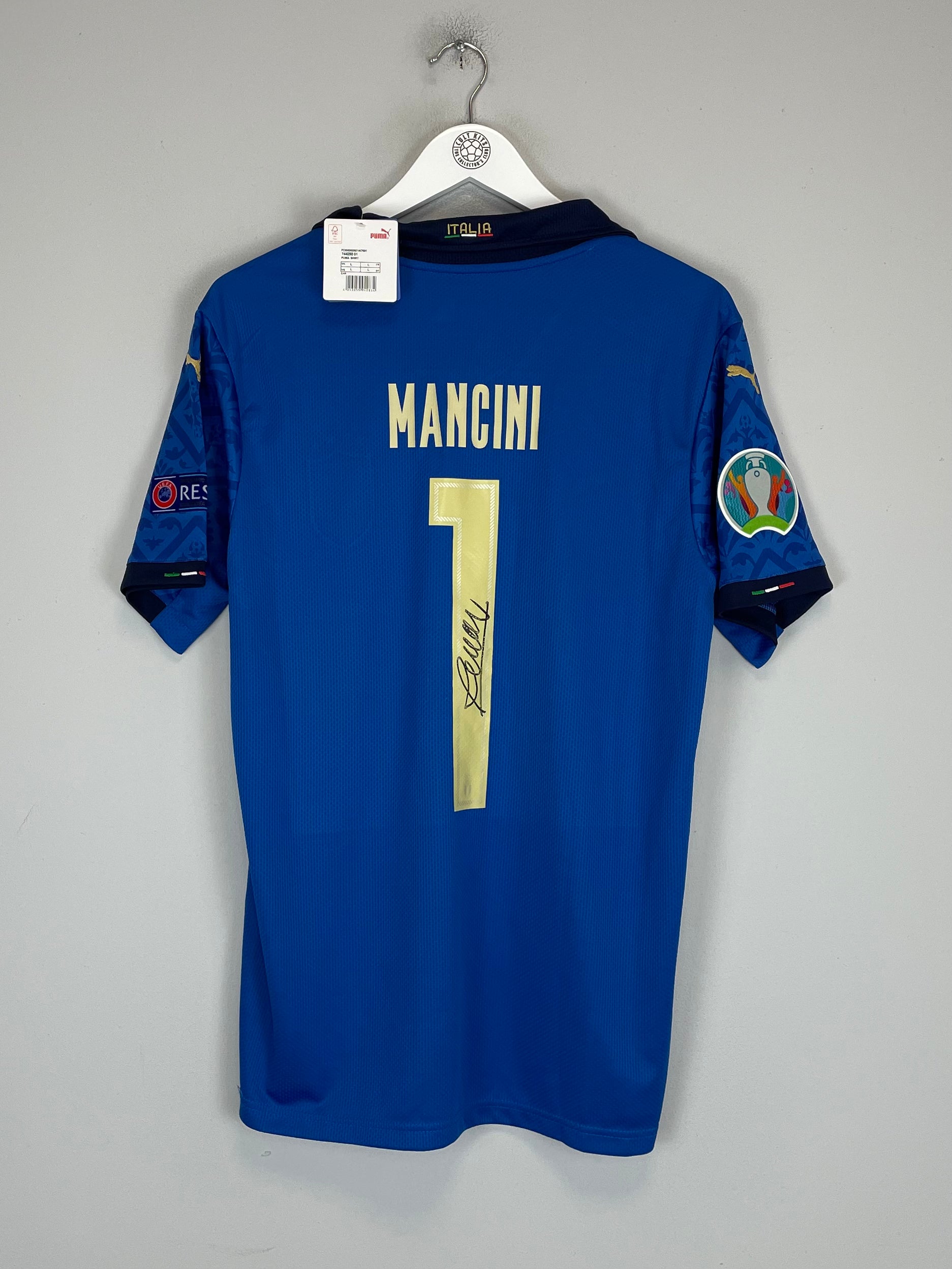 Shop 2020/21 ITALY MANCINI #1 *SIGNED* BNWT HOME SHIRT (L) PUMA, classic football shirts, vintage football shirts & retro soccer jerseys at Cult Kits