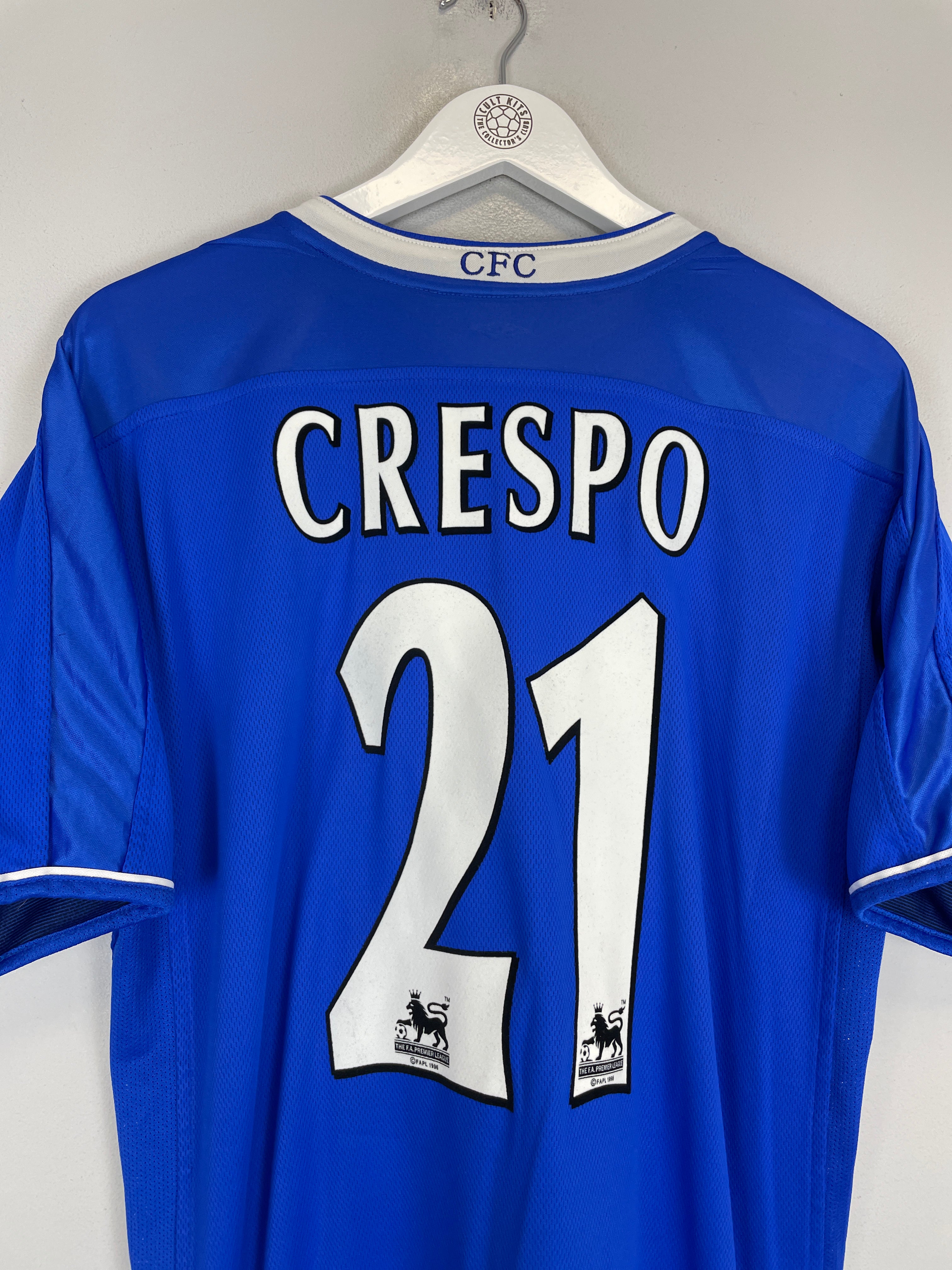 Shop 2003/04 CHELSEA CRESPO #21 HOME SHIRT (L) UMBRO, classic football shirts, vintage football shirts & retro soccer jerseys at Cult Kits