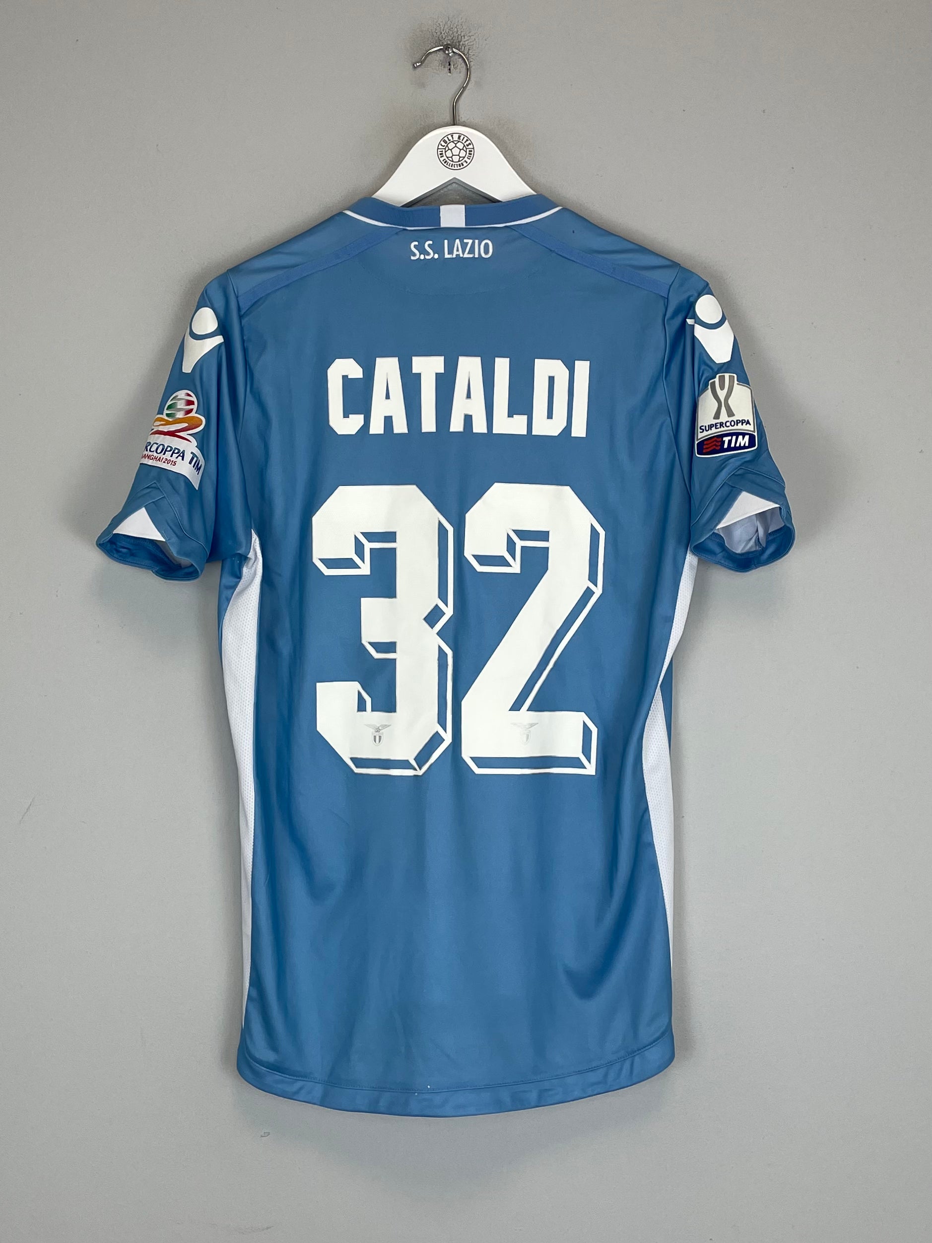 Shop 2015/16 LAZIO CATALDI #32 *SUPERCOPPA FINAL MATCH ISSUE* HOME SHIRT (M) MACRON, classic football shirts, vintage football shirts & retro soccer jerseys at Cult Kits