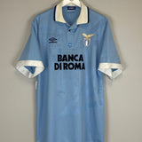 Shop 1993/95 LAZIO #4 *MATCH ISSUE* HOME SHIRT (XL) UMBRO, classic football shirts, vintage football shirts & retro soccer jerseys at Cult Kits